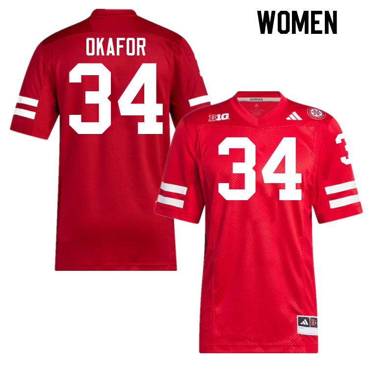 Women #34 Preston Okafor Nebraska Cornhuskers College Football Jerseys Stitched Sale-Scarlet